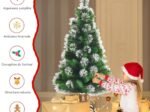 Hinged Artificial Christmas Tree 120cm Iridescent Pine Needles Metal Stand