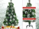 Hinged Artificial Christmas Tree 120cm Iridescent Pine Needles Metal Stand