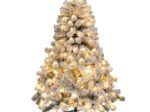 Artificial Christmas Tree 137cm Snow Flocked 150 LED Lights Metal Stand