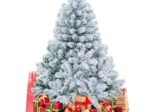 Artificial Christmas Tree 137cm Snow Flocked 150 LED Lights Metal Stand