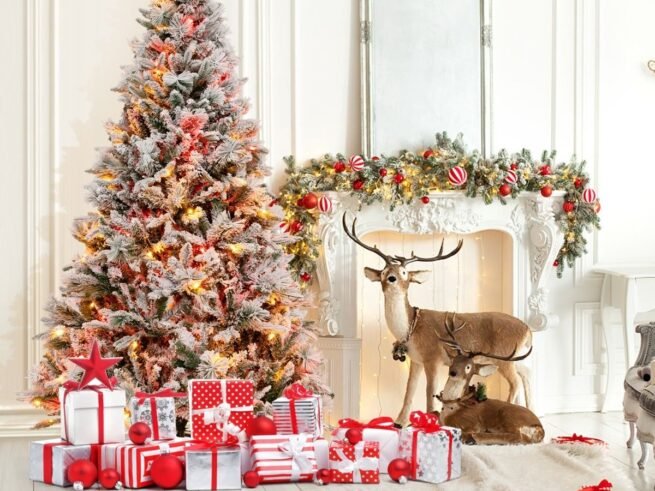 Artificial Christmas Tree 180 cm with Pine Needles 240 LED Lights 8 Lighting Modes