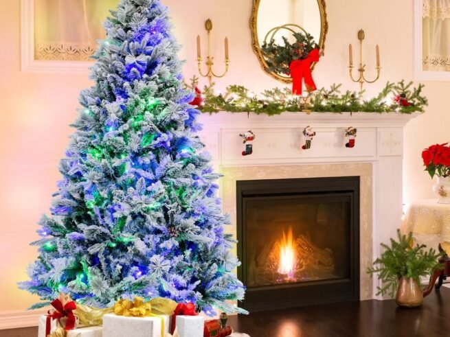 Artificial Christmas Tree 180 cm with Pine Needles 240 LED Lights 8 Lighting Modes