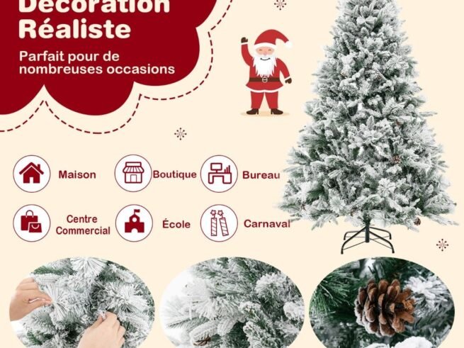 Artificial Christmas Tree 180 cm with Pine Needles 240 LED Lights 8 Lighting Modes