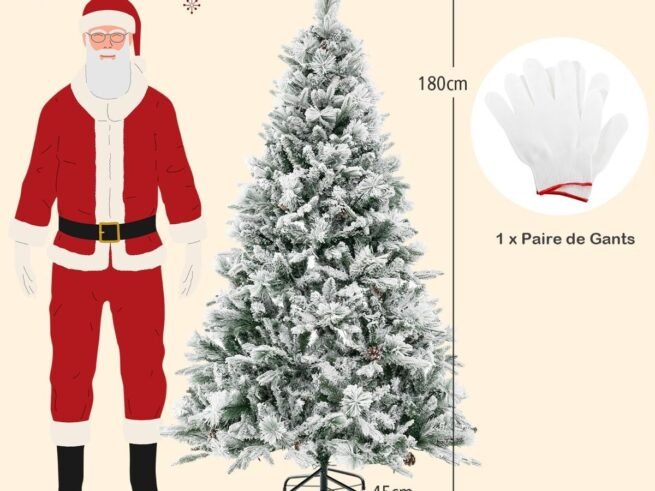 Artificial Christmas Tree 180 cm with Pine Needles 240 LED Lights 8 Lighting Modes