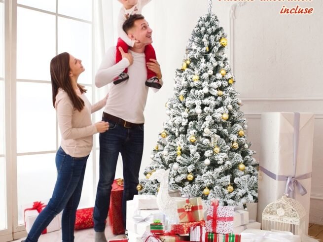 Artificial Snowflake Christmas Tree 180CM with Hinges Metal Stand