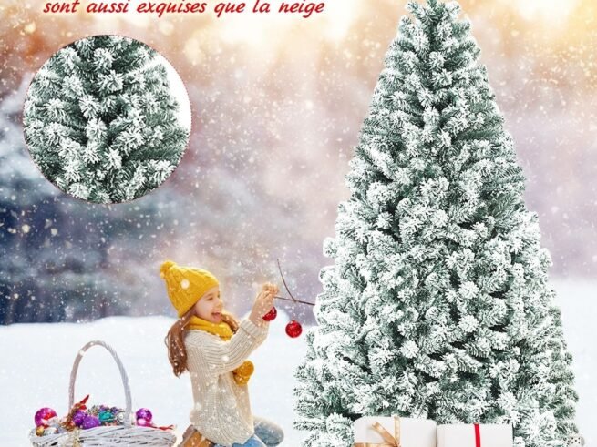 Artificial Snowflake Christmas Tree 180CM with Hinges Metal Stand