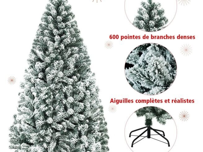 Artificial Snowflake Christmas Tree 180CM with Hinges Metal Stand