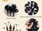 Artificial Helloween Christmas Tree 180cm Black Color Metal Stand