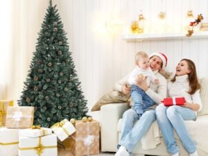 Christmas Tree 180cm Stuffed 63 Pine Cones Metal Stand