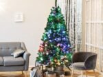 Artificial Christmas Tree 180cm Shiny Fiber Optic Spruce Foldable Stand
