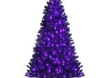 Artificial Halloween Christmas Tree 180cm 250 Purple LED Lights Metal Stand