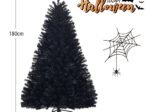 Artificial Helloween Christmas Tree 180cm Black Color Metal Stand