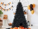 Artificial Halloween Christmas Tree 180cm 250 Purple LED Lights Metal Stand