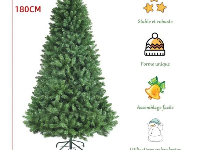 Artificial Christmas Tree 180cm with 1130 Dense Branches Foldable Metal Stand
