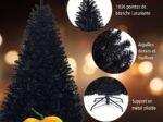 Artificial Helloween Christmas Tree 180cm Black Color Metal Stand