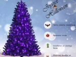 Artificial Halloween Christmas Tree 180cm 250 Purple LED Lights Metal Stand