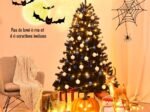 Artificial Helloween Christmas Tree 180cm Black Color Metal Stand