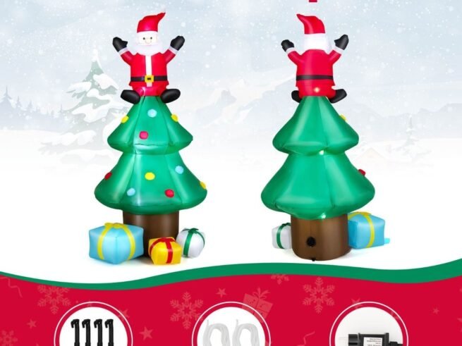 Inflatable Christmas Tree Santa Claus LED Lights 210cm Decoration for Indoor/Outdoor