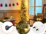 Pre-Lit Half-Shaped Christmas Tree 210 CM 150 LED Lights Metal Stand
