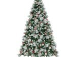 Illuminated Hinged Artificial Christmas Tree 215cm LED Lights 11 Lighting Modes