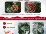 Illuminated Hinged Artificial Christmas Tree 215cm LED Lights 11 Lighting Modes