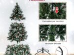 Illuminated Hinged Artificial Christmas Tree 215cm LED Lights 11 Lighting Modes