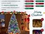 Illuminated Hinged Artificial Christmas Tree 215cm LED Lights 11 Lighting Modes