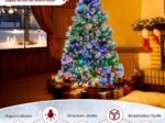 Illuminated Hinged Artificial Christmas Tree 215cm LED Lights 11 Lighting Modes