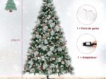 Illuminated Hinged Artificial Christmas Tree 215cm LED Lights 11 Lighting Modes