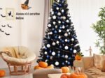 Artificial Helloween Christmas Tree 225cm Black Color Metal Stand