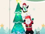 Inflatable Christmas Tree Santa Claus Snowman and Penguin 266cm Light