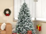 Artificial Christmas Tree with Pine Needles Flocked 186cm LED Lights