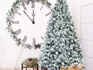 Artificial Snowflake Christmas Tree 225CM with Hinges Metal Stand