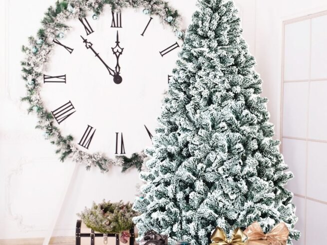 Artificial Snowflake Christmas Tree 225CM with Hinges Metal Stand