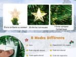 Illuminated Artificial Christmas Tree 180cm White Stars Fiber Optic and 8 Lighting Modes