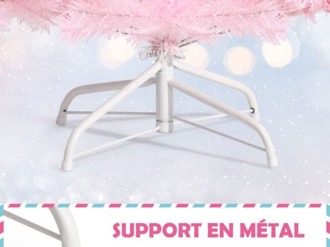 Artificial Christmas Tree 150 cm Glitter Pink Color with Metal Base