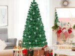 Illuminated Artificial Christmas Tree 180cm White Stars Fiber Optic and 8 Lighting Modes