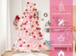 Artificial Christmas Tree 150 cm Glitter Pink Color with Metal Base