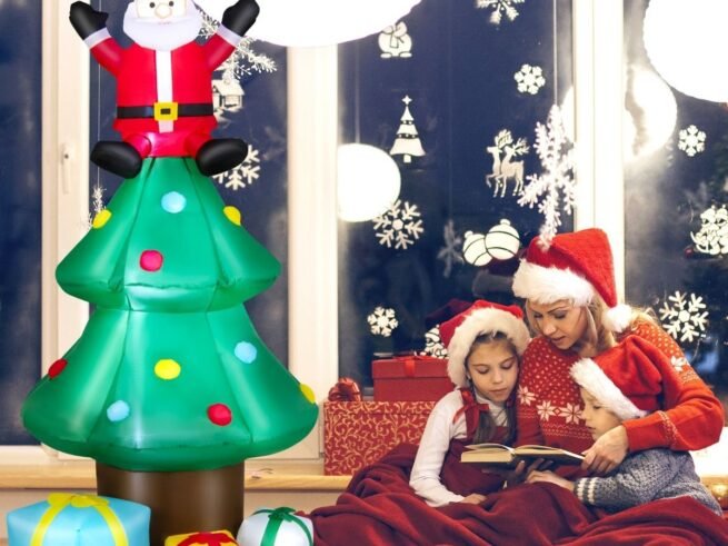 Inflatable Christmas Tree Santa Claus LED Lights 210cm Decoration for Indoor/Outdoor