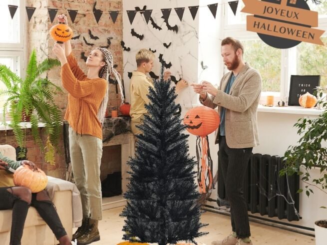 Artificial Halloween/Christmas Tree Black 150 cm 300 Branches