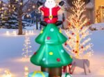 Inflatable Christmas Tree Santa Claus LED Lights 210cm Decoration for Indoor/Outdoor