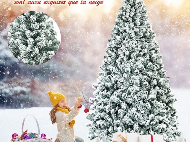 Artificial Snowflake Christmas Tree 225CM with Hinges Metal Stand