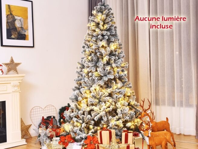 Artificial Snowflake Christmas Tree 225CM with Hinges Metal Stand