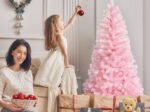 Artificial Christmas Tree 150 cm Glitter Pink Color with Metal Base