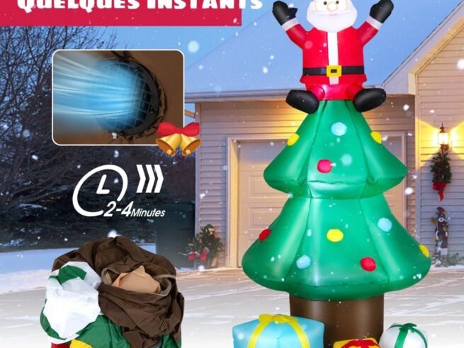 Inflatable Christmas Tree Santa Claus LED Lights 210cm Decoration for Indoor/Outdoor