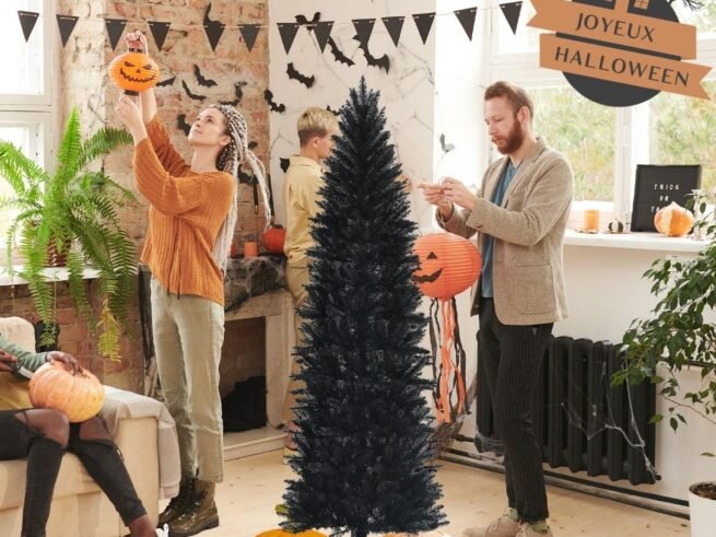 Artificial Halloween/Christmas Tree Black 180 cm 743 Branches