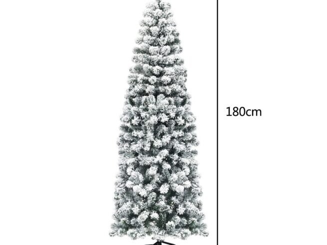 Snowflake Artificial Christmas Tree 180CM Hinged 250 LED Lights Metal Stand