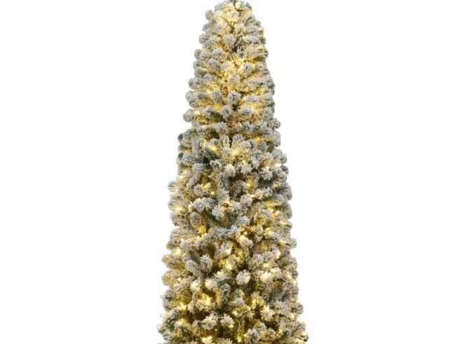 Snowflake Artificial Christmas Tree 180CM Hinged 250 LED Lights Metal Stand