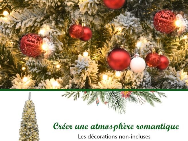 Snowflake Artificial Christmas Tree 180CM Hinged 250 LED Lights Metal Stand