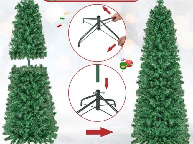 Artificial Christmas Tree 150cm with Fiber Optic Pre-Lit Fir Metal Stand